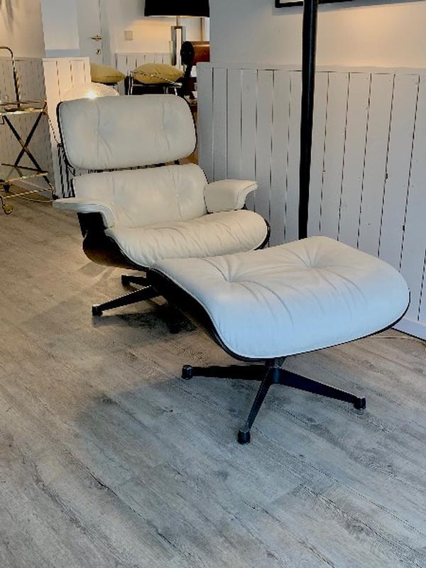 Eames + ottoman special edition “black and white” original pieces.from the 80s 