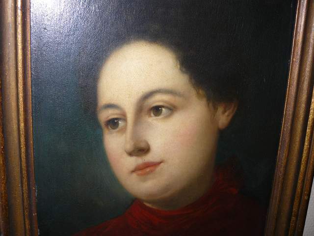 NICE YOUNG LADY OIL ON PANEL 1830