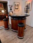 Cosy bar with stools from the 50s rosewood, ebonised wood and chrome made in Belgium 