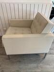 Pair of Florence Knoll lounge Chairs for knollstudio in white ecru aniline leather signed on the leg ! In great shape ! No damages 