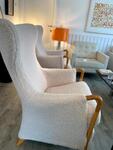 Pair of Georgetti Progetti lounge wing chairs from Umberto Asnagi from the 70s in pluch fabrics in perfect shape 