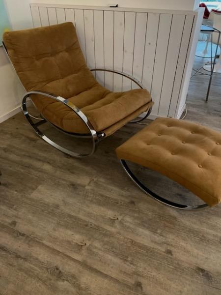 Rocking lounge chair with ottoman from Renato Zefi from the 70s in great shape 
